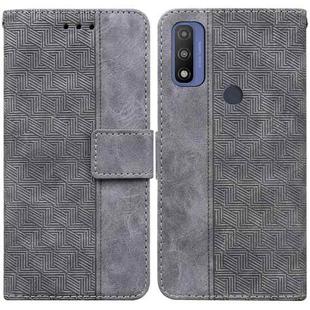 For Motorola Moto G Pure Geometric Embossed Leather Phone Case(Grey)