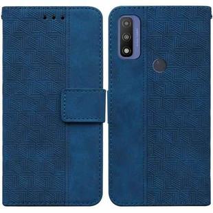 For Motorola Moto G Pure Geometric Embossed Leather Phone Case(Blue)