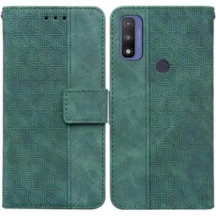 For Motorola Moto G Pure Geometric Embossed Leather Phone Case(Green)