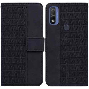 For Motorola Moto G Pure Geometric Embossed Leather Phone Case(Black)