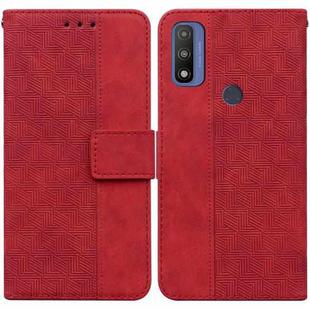 For Motorola Moto G Pure Geometric Embossed Leather Phone Case(Red)