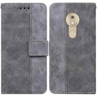 For Motorola Moto G7 Play EU Version Geometric Embossed Leather Phone Case(Grey)