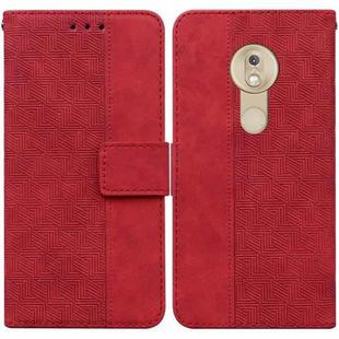 For Motorola Moto G7 Play EU Version Geometric Embossed Leather Phone Case(Red)