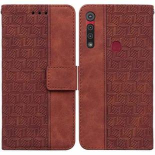 For Motorola Moto G8 Play / One Macro Geometric Embossed Leather Phone Case(Brown)