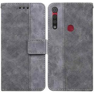 For Motorola Moto G8 Play / One Macro Geometric Embossed Leather Phone Case(Grey)