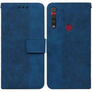 For Motorola Moto G8 Play / One Macro Geometric Embossed Leather Phone Case(Blue)