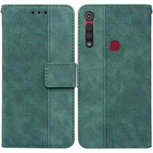 For Motorola Moto G8 Play / One Macro Geometric Embossed Leather Phone Case(Green)