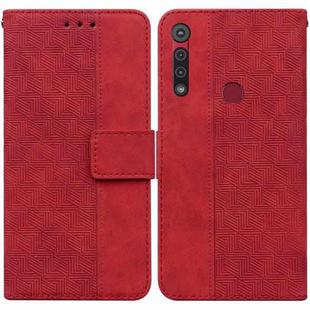 For Motorola Moto G8 Play / One Macro Geometric Embossed Leather Phone Case(Red)