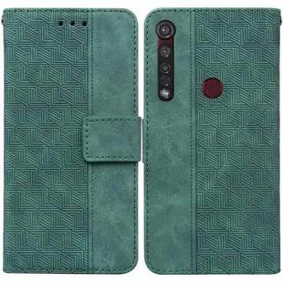 For Motorola Moto G8 Plus Geometric Embossed Leather Phone Case(Green)