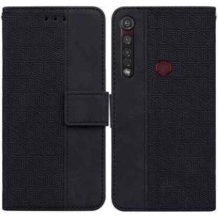 For Motorola Moto G8 Plus Geometric Embossed Leather Phone Case(Black)