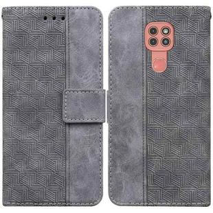 For Motorola Moto G9 Play / E7 Plus Geometric Embossed Leather Phone Case(Grey)