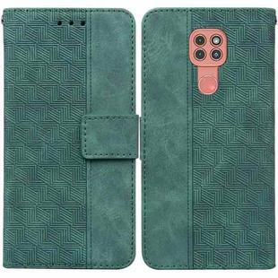 For Motorola Moto G9 Play / E7 Plus Geometric Embossed Leather Phone Case(Green)