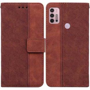 For Motorola Moto G30 / G20 / G10 / G10 Power Geometric Embossed Leather Phone Case(Brown)