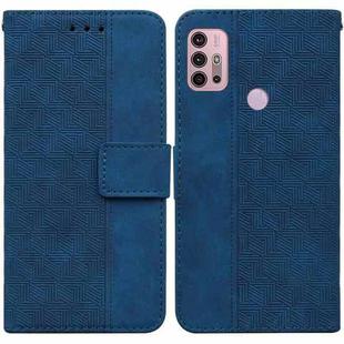 For Motorola Moto G30 / G20 / G10 / G10 Power Geometric Embossed Leather Phone Case(Blue)