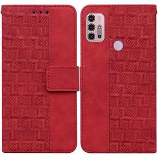 For Motorola Moto G30 / G20 / G10 / G10 Power Geometric Embossed Leather Phone Case(Red)