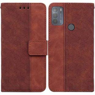 For Motorola Moto G50 Geometric Embossed Leather Phone Case(Brown)