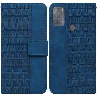 For Motorola Moto G50 Geometric Embossed Leather Phone Case(Blue)