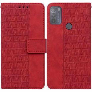 For Motorola Moto G50 Geometric Embossed Leather Phone Case(Red)