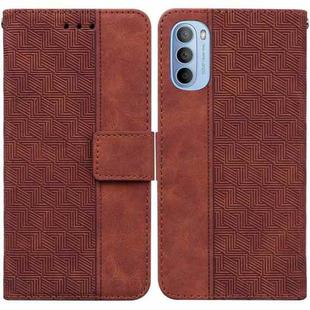 For Motorola Moto G51 Geometric Embossed Leather Phone Case(Brown)