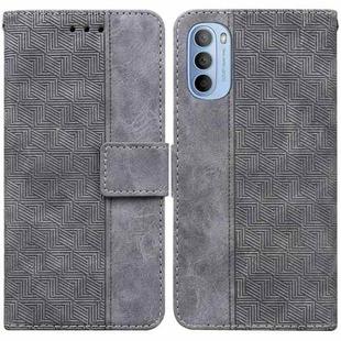 For Motorola Moto G51 Geometric Embossed Leather Phone Case(Grey)