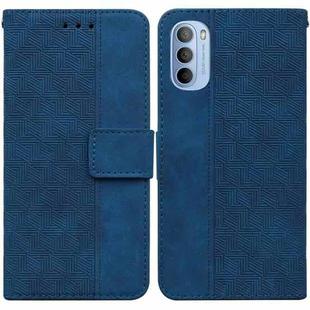 For Motorola Moto G51 Geometric Embossed Leather Phone Case(Blue)