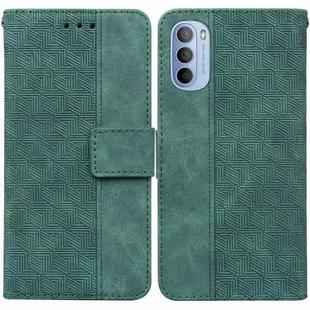 For Motorola Moto G51 Geometric Embossed Leather Phone Case(Green)