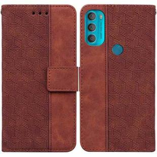 For Motorola Moto G71 Geometric Embossed Leather Phone Case(Brown)