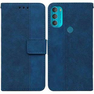 For Motorola Moto G71 Geometric Embossed Leather Phone Case(Blue)