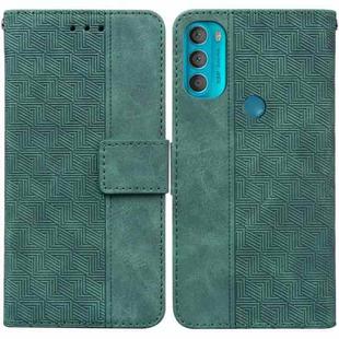 For Motorola Moto G71 Geometric Embossed Leather Phone Case(Green)