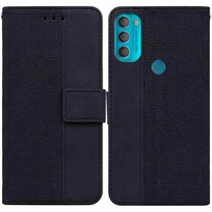 For Motorola Moto G71 Geometric Embossed Leather Phone Case(Black)