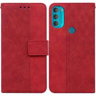 For Motorola Moto G71 Geometric Embossed Leather Phone Case(Red)