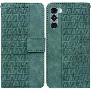 For Motorola Moto G200 5G / Edge S30 Geometric Embossed Leather Phone Case(Green)