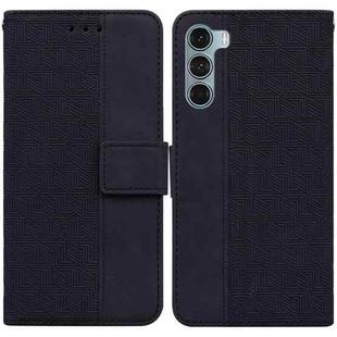 For Motorola Moto G200 5G / Edge S30 Geometric Embossed Leather Phone Case(Black)