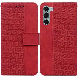 For Motorola Moto G200 5G / Edge S30 Geometric Embossed Leather Phone Case(Red)