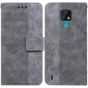 For Motorola Moto E7 Geometric Embossed Leather Phone Case(Grey)