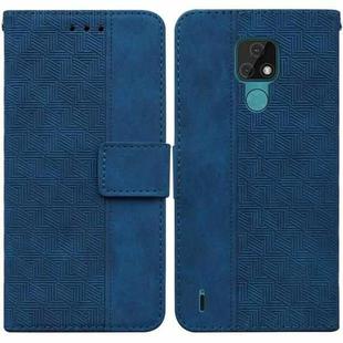 For Motorola Moto E7 Geometric Embossed Leather Phone Case(Blue)