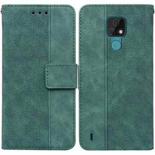 For Motorola Moto E7 Geometric Embossed Leather Phone Case(Green)