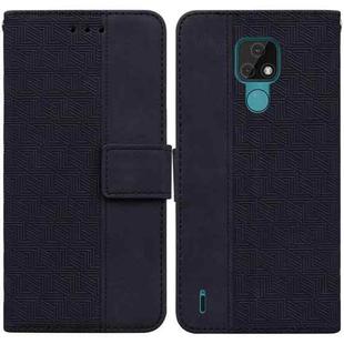 For Motorola Moto E7 Geometric Embossed Leather Phone Case(Black)