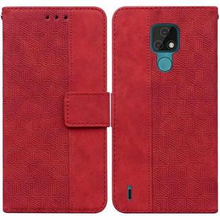 For Motorola Moto E7 Geometric Embossed Leather Phone Case(Red)