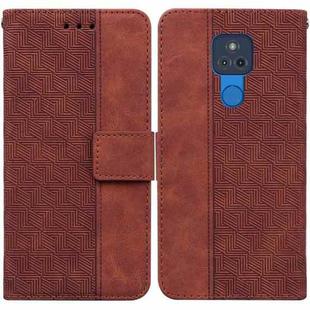 For Motorola Moto G Play 2021 Geometric Embossed Leather Phone Case(Brown)