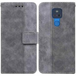 For Motorola Moto G Play 2021 Geometric Embossed Leather Phone Case(Grey)