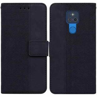 For Motorola Moto G Play 2021 Geometric Embossed Leather Phone Case(Black)