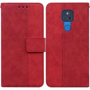 For Motorola Moto G Play 2021 Geometric Embossed Leather Phone Case(Red)