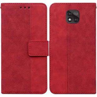 For Motorola Moto G Power 2021 Geometric Embossed Leather Phone Case(Red)