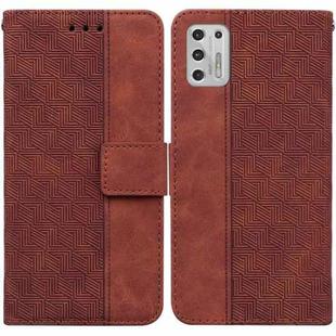 For Motorola Moto G Stylus 2021 Geometric Embossed Leather Phone Case(Brown)