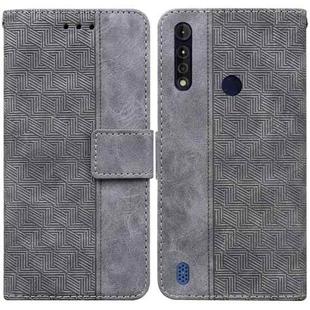 For Motorola Moto G8 Power Lite Geometric Embossed Leather Phone Case(Grey)