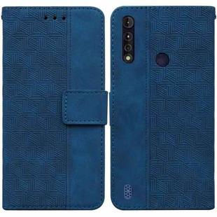 For Motorola Moto G8 Power Lite Geometric Embossed Leather Phone Case(Blue)