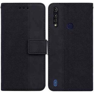 For Motorola Moto G8 Power Lite Geometric Embossed Leather Phone Case(Black)