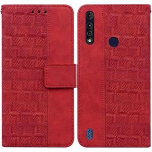 For Motorola Moto G8 Power Lite Geometric Embossed Leather Phone Case(Red)