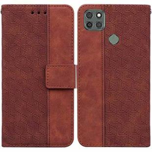 For Motorola Moto G9 Power Geometric Embossed Leather Phone Case(Brown)